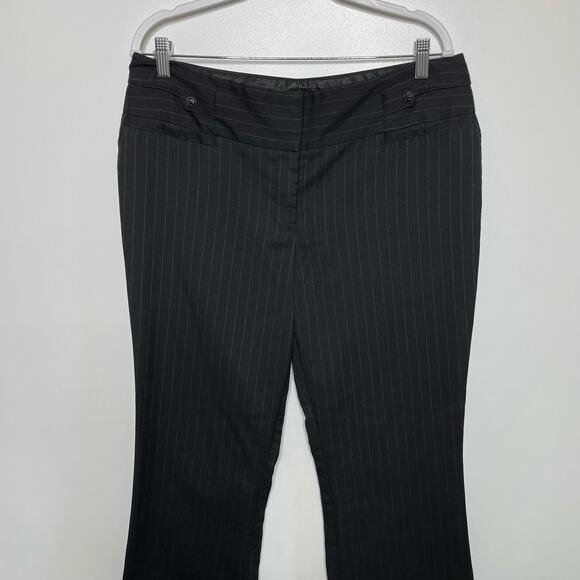 Maurices Bootcut Pants High Rise Flat Front Pinstripe Black 11 12 R Academia - Picture 3 of 14